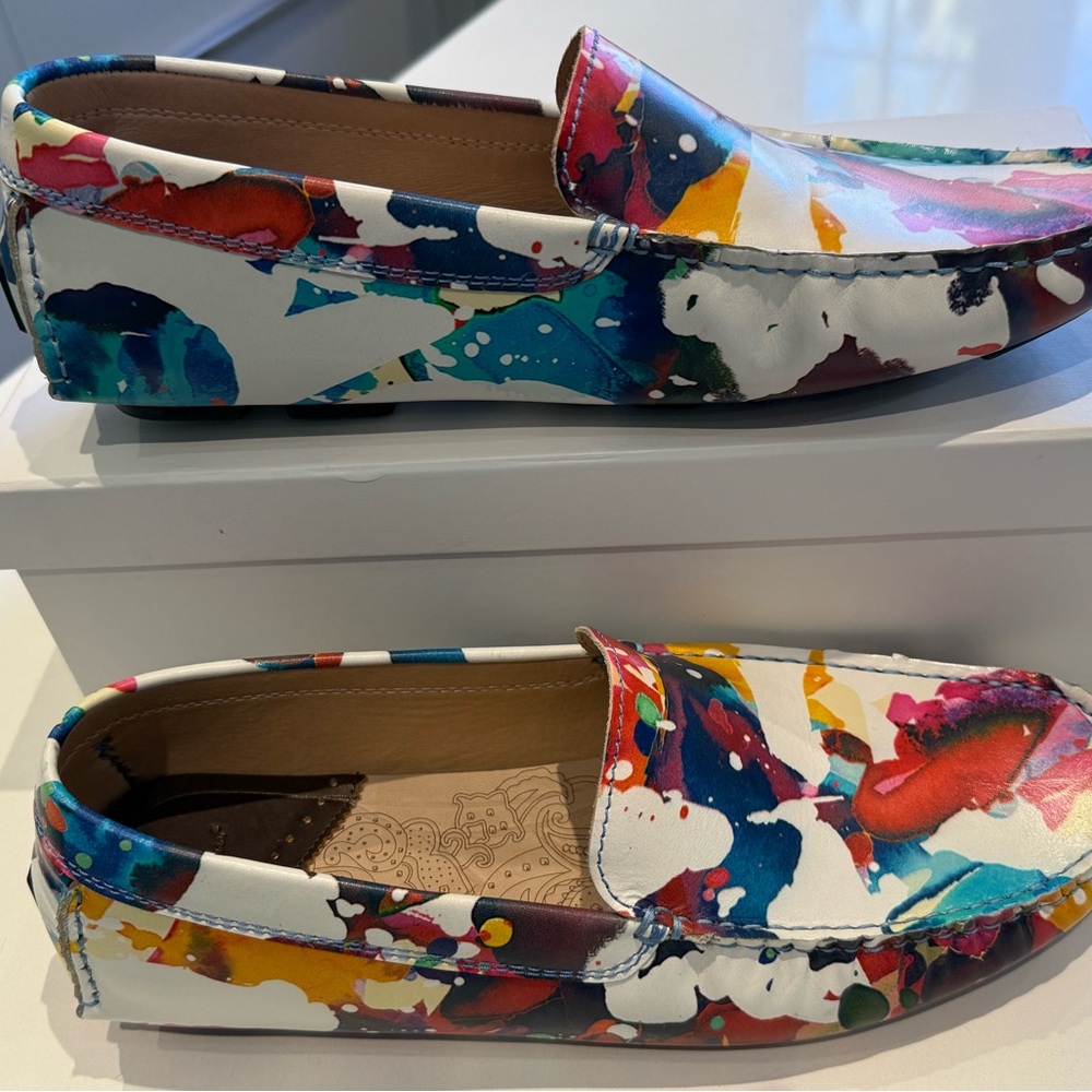 Robert Graham Leather Splatter Print Men's Loafers NWT - Picture 6 of 9